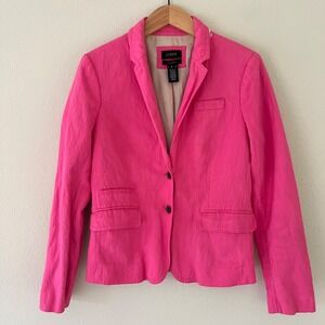 J Crew Womens Schoolboy Blazer 8 Pink Lightweight Summer Brunch Preppy Old Money